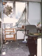 shattered office window